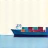 Container ship icon representing freight forwarding